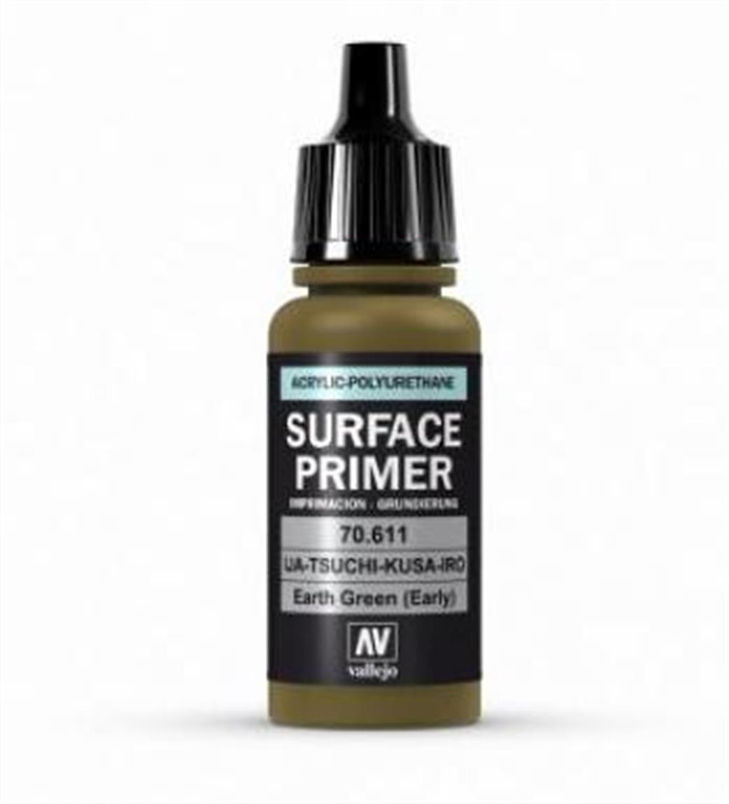 Vallejo  70611 Surface Primer Earth Green (Early) Acrylic Paint Airbrush Ready 17ml