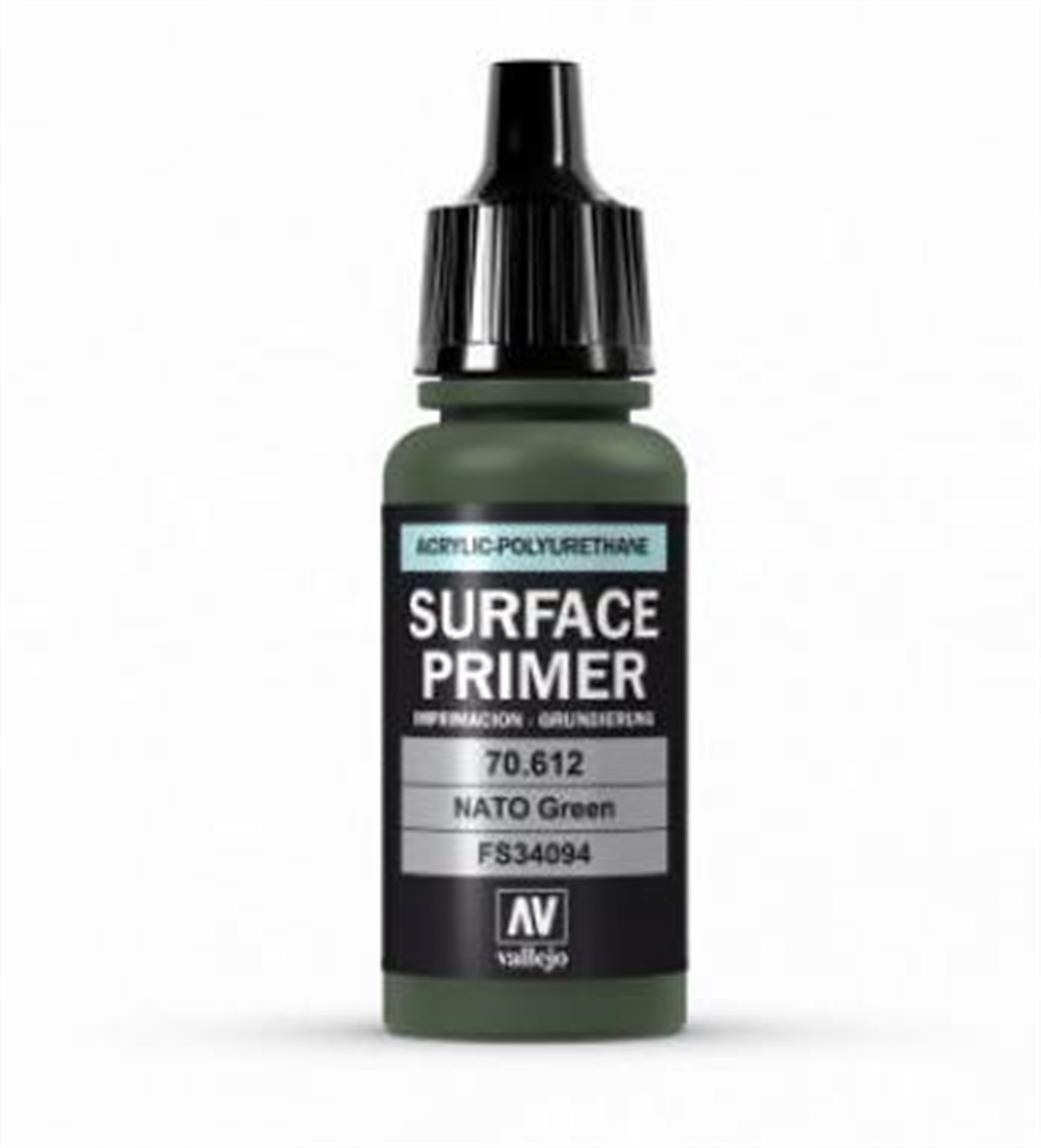 Vallejo  70612 Surface Primer Nato Green Acrylic Paint Airbrush Ready 17ml