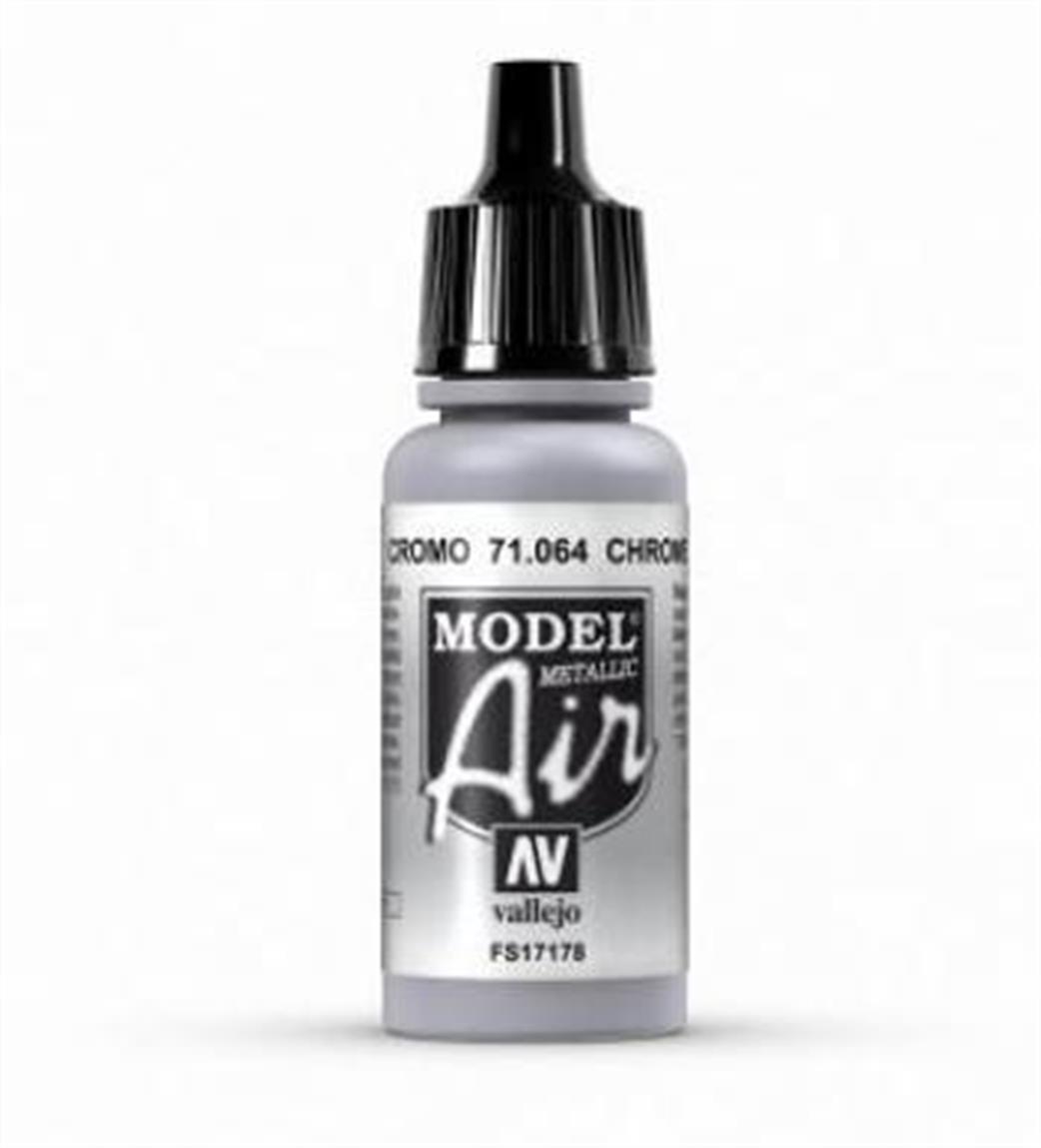 Vallejo  71064 064 Model Air Chrome Acrylic Paint Airbrush Ready 17ml