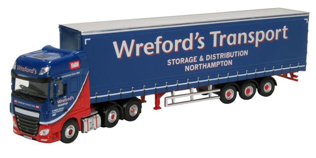 Oxford Diecast 1/76 76DXF002 DAF XF Euro 6 Curtainside Wrefords Truck Model