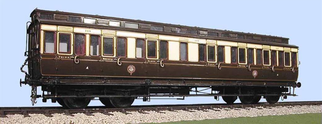 Slaters Plastikard O Gauge 7C09 GWR 46ft Composite Bogie Clerestory Coach Kit Diagram E37