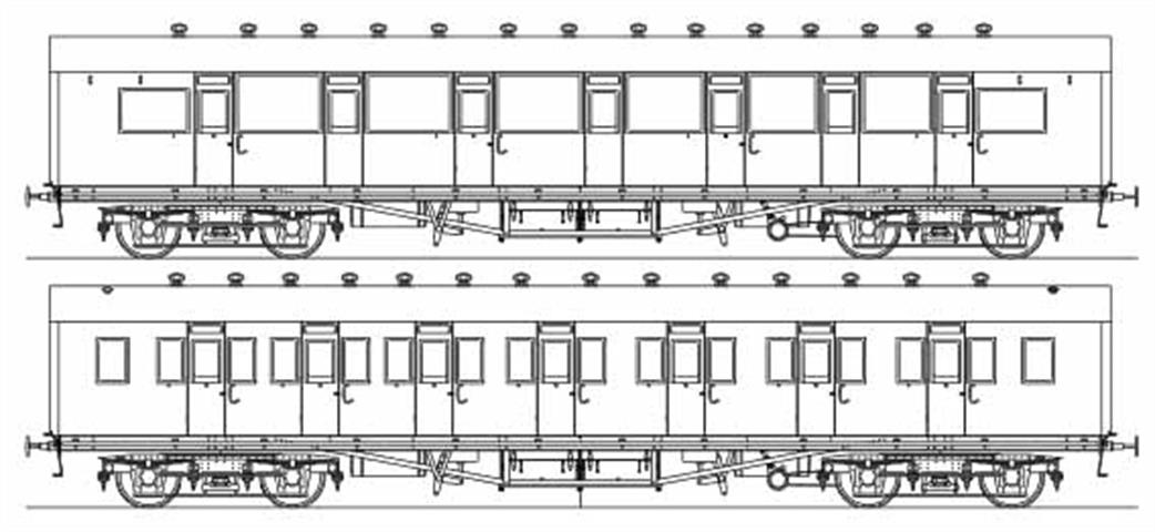 Slaters Plastikard O Gauge 7C026P SR Maunsell 7 Compartment Composite Coach (diagram 2301) Kit with Plastic Bogies