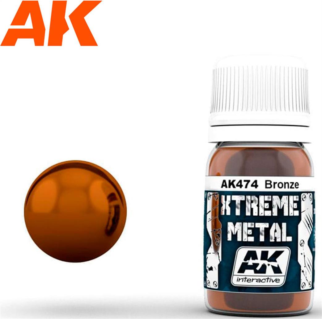 AK Interactive  AK474 Extreme Metal Color Bronze 30ml Glass Bottle