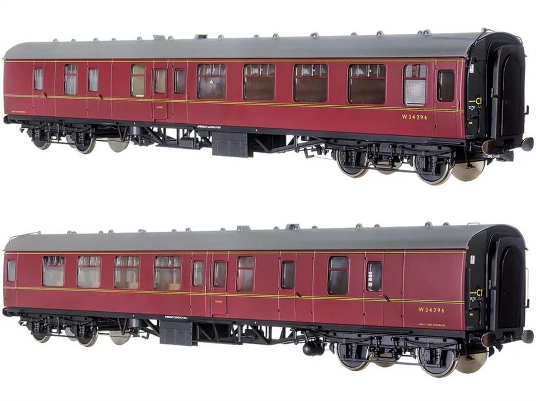 Dapol Lionheart Trains O Gauge 7P-001-506 BR W34296 Mk1 BSK Brake Second Coach Maroon Window Beading