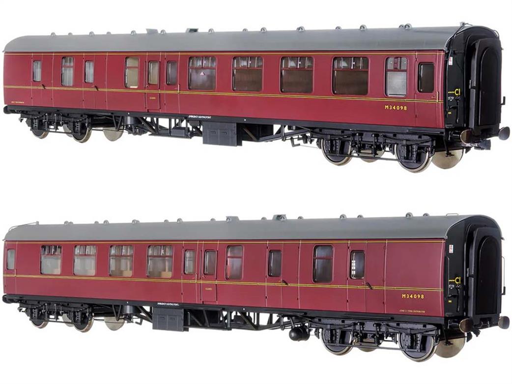 Dapol Lionheart Trains O Gauge 7P-001-508 BR M34098 Mk1 BSK Brake Second Coach Maroon Window Beading