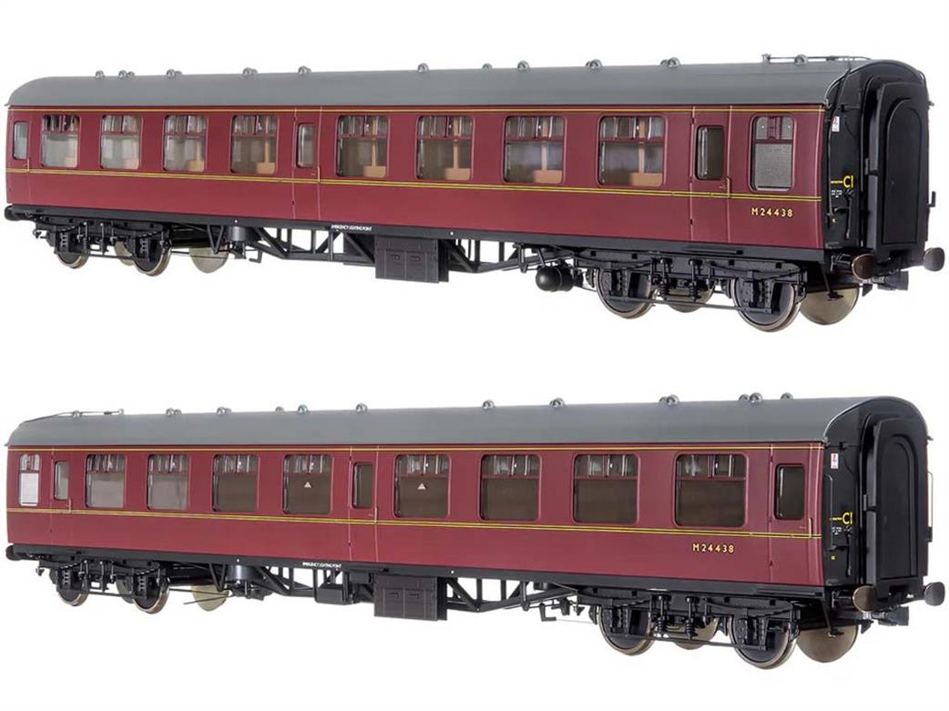 Dapol Lionheart Trains O Gauge 7P-001-708 BR M24438 Mk1 SK Second Corridor Coach Maroon Window Beading