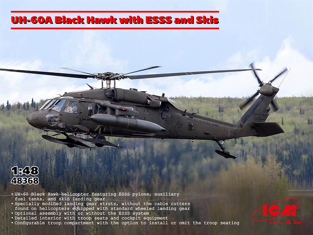 ICM 1/48 48368 UH-60A Black Hawk with ESSS & Skis Helicopter Kit