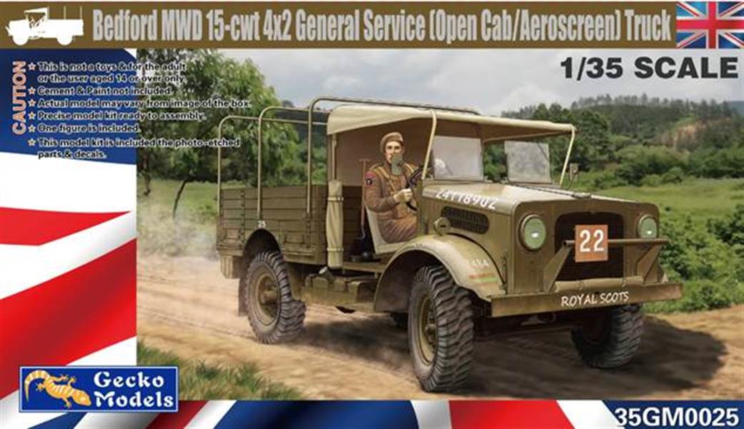 Gecko Models 1/35 35GM0025 Bedford MWD 15-cwt 4x2 GS Truck Open Cab Aeroscreen