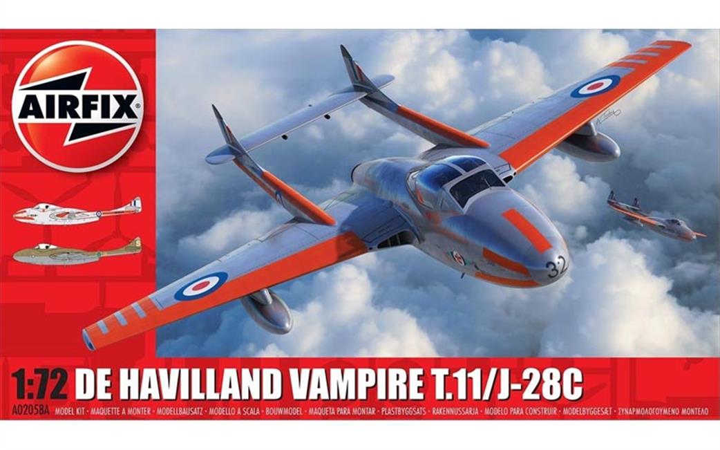 Airfix 1/72 A02058A D H Vampire T.11 J-28C RAF Aircraft Kit