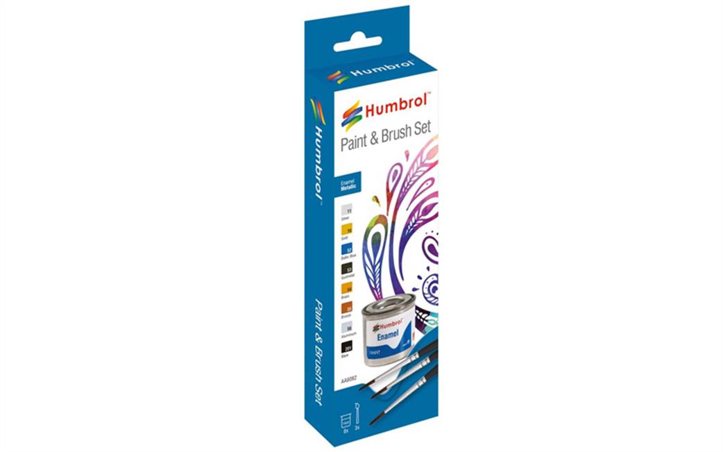 Humbrol  AA9062 Enamel Metallic Paint and Brush Set