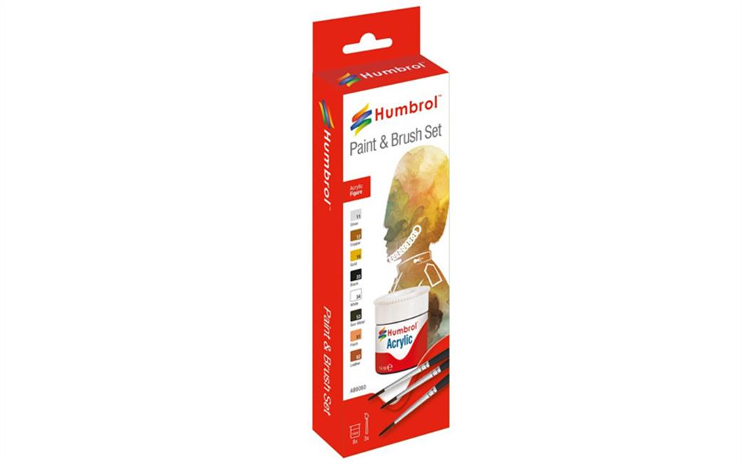 Humbrol  AB9060 Acrylic Figure Paint and Brush Set