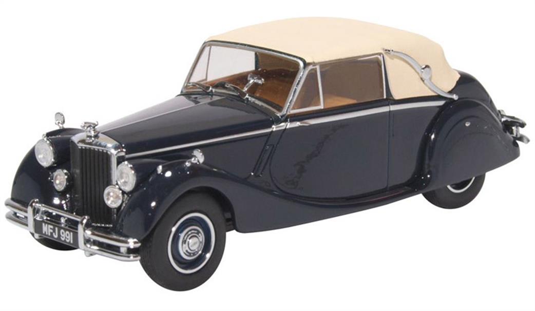 Oxford Diecast 1/43 43JAG5003 Jaguar MkV DHC Closed Dark Blue and Tan Roof Car Model