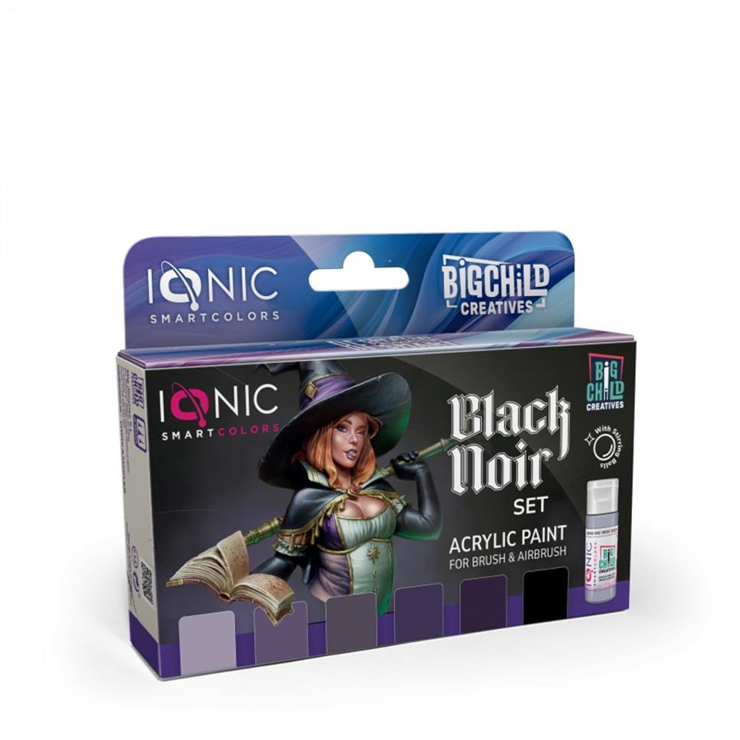 Ammo of Mig Jimenez  IONIC-0502 Ionic Black Noir Acrylic 6 Piece Paint Set