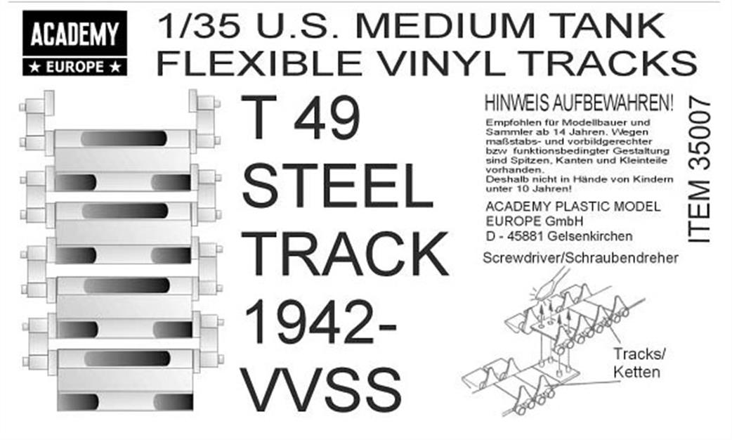 Academy  35007 T49 Steel Track 1942 VVSS Medium Tank Track Set