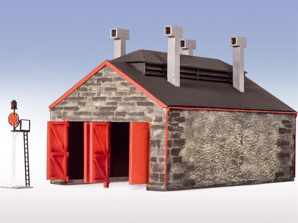 Peco OO9 LK-219 Stone Built Two-Track Engine Shed Laser Cut Wood Kit