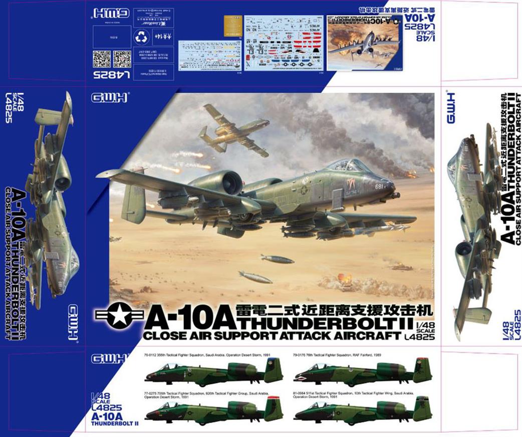 Great Wall Hobby 1/48 L4825 A-10A Thunderbolt II Close Support Attack Aircraft KIt