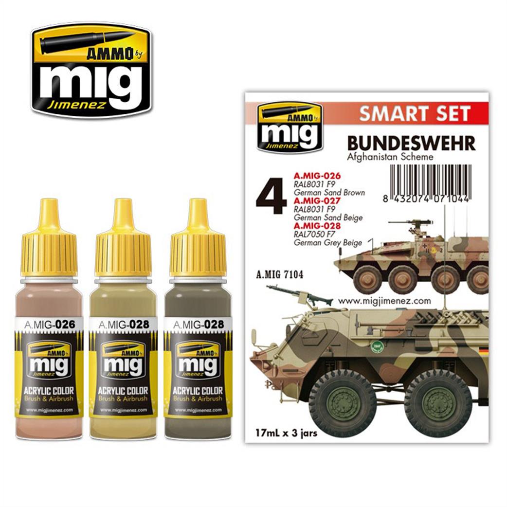 Ammo of Mig Jimenez  A.MIG-7104 Bundeswehr Afghanistan Scheme Paint Set