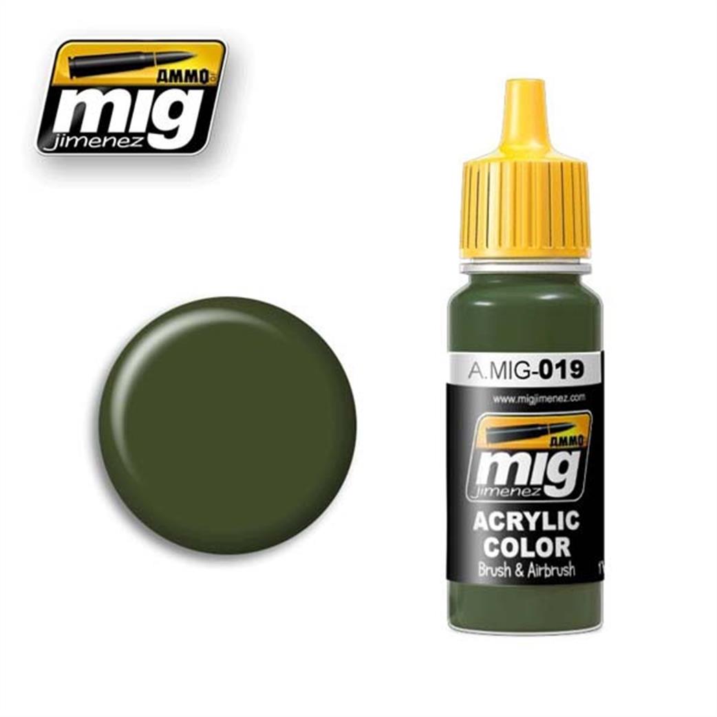 Ammo of Mig Jimenez  A.MIG-019 019 Russian Green Acrylic Paint