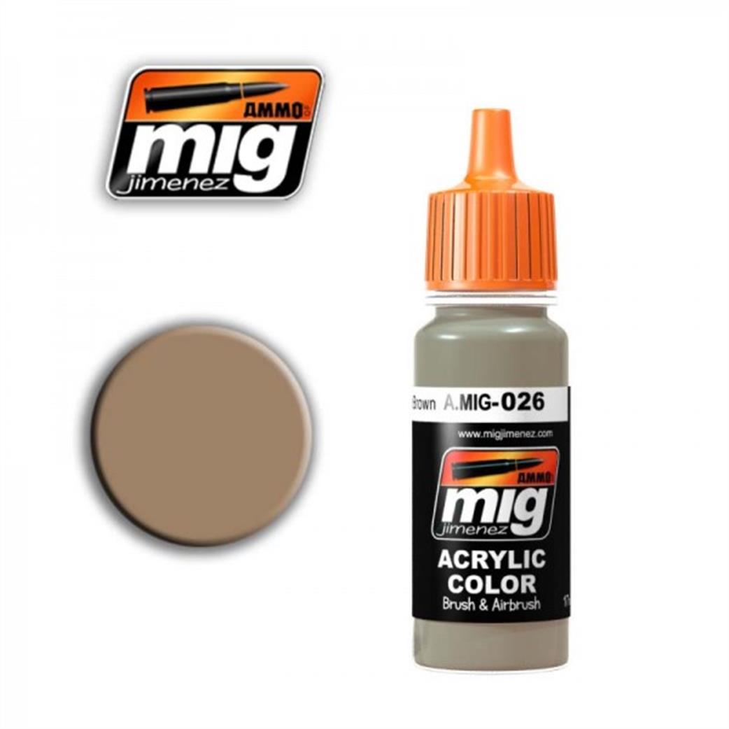 Ammo of Mig Jimenez  A.MIG-026 026 F9 German Sand Brown RAL 8031 Acrylic Paint