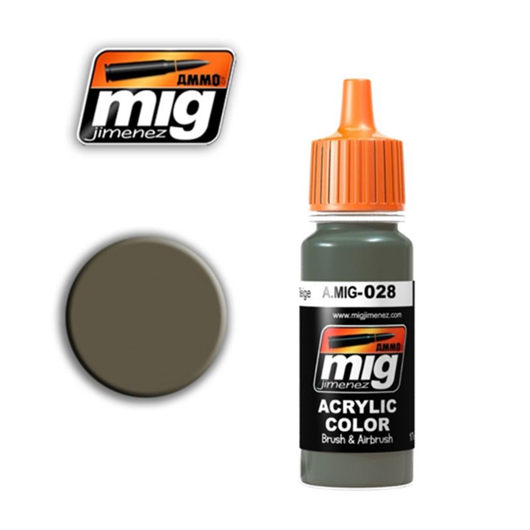 Ammo of Mig Jimenez  A.MIG-028 028 F7 German Grey Beige RAL 7050 Acrylic Paint