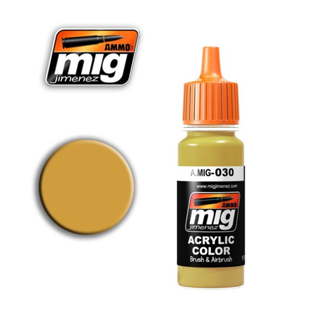 Ammo of Mig Jimenez  A.MIG-030 030 Sand Yellow Acrylic Paint