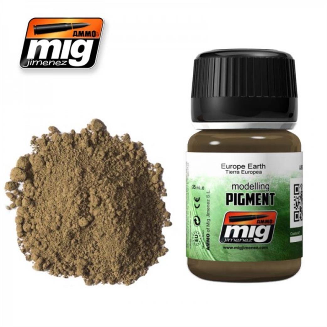 Ammo of Mig Jimenez  A.MIG-3004 European Earth Weathering Pigment 35ml Jar