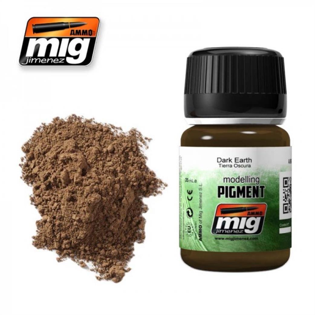 Ammo of Mig Jimenez  A.MIG-3007 Dark Earth Weathering Pigment 35ml Jar