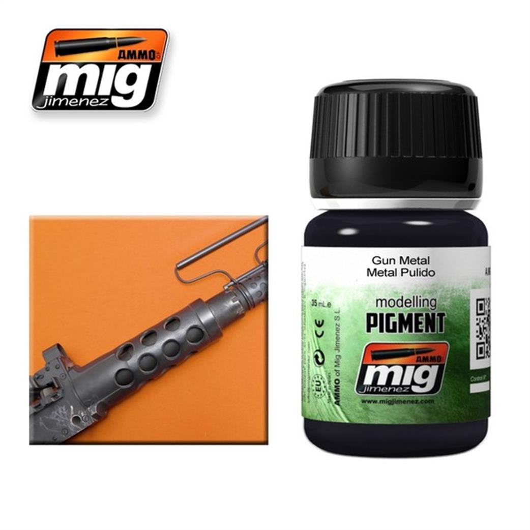 Ammo of Mig Jimenez  A.MIG-3009 Gunmetal Weathering Pigment 35ml Jar