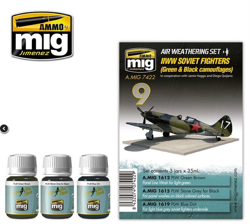 Ammo of Mig Jimenez  A.MIG-7422 WW2 Soviet Fighters Air Weathering Set