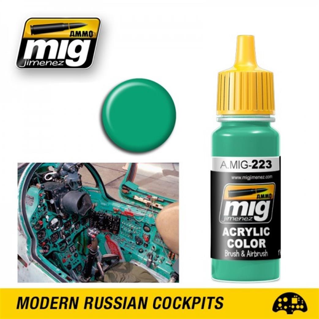 Ammo of Mig Jimenez  A.MIG-223 223 Interior Turquoise Green Acrylic Color Paint