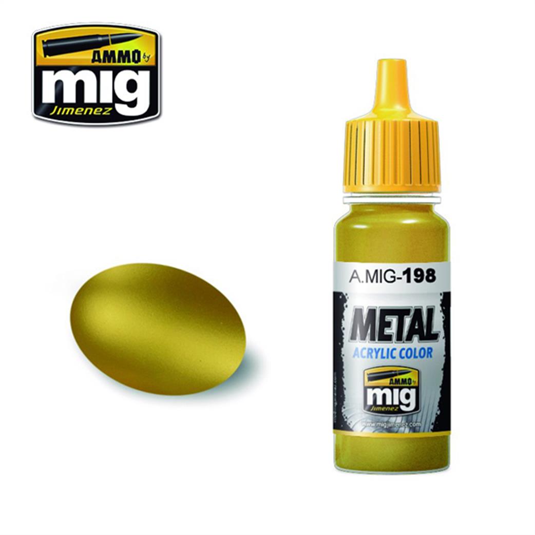 Ammo of Mig Jimenez  A.MIG-198 198 Gold Metallic  Acrylic Color Paint