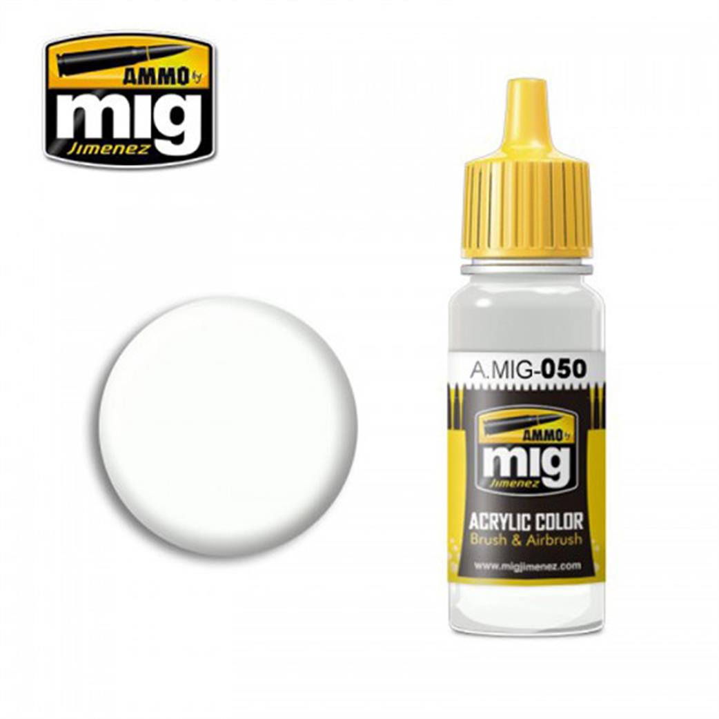 Ammo of Mig Jimenez  A.MIG-050 050 Matt White Acrylic Paint