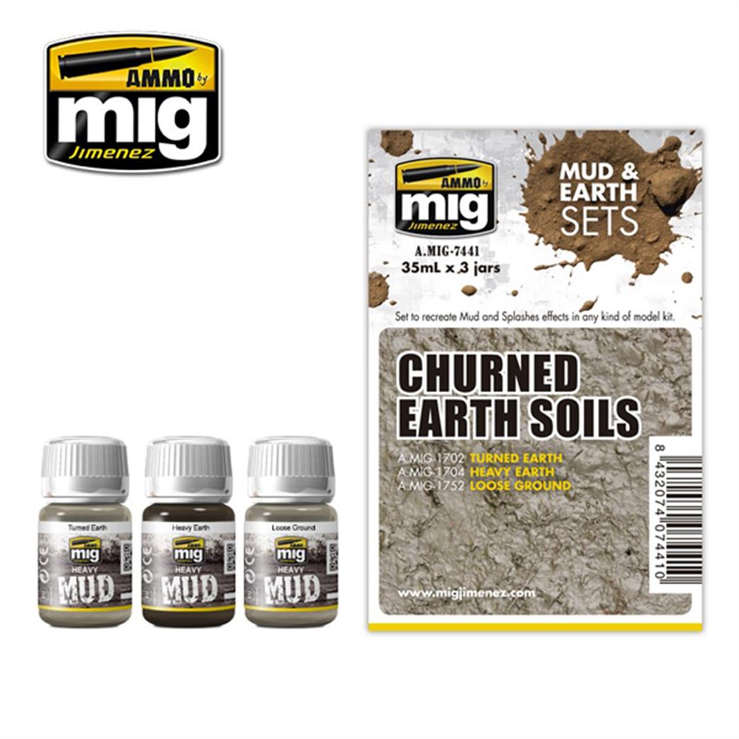 Ammo of Mig Jimenez  A.MIG-7441 Churned Earth Soils Weathering Set