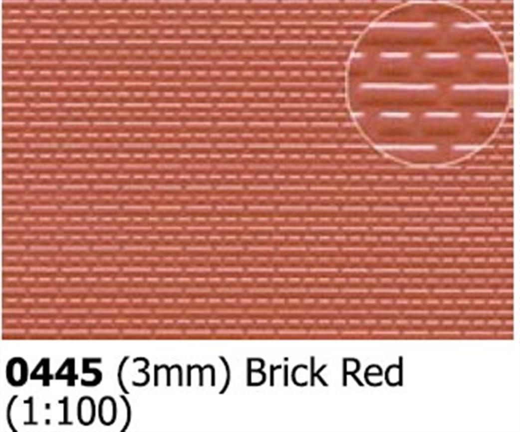 Slaters Plastikard 1/100 0445 Red Brick 3mm Scale Embossed Plasticard