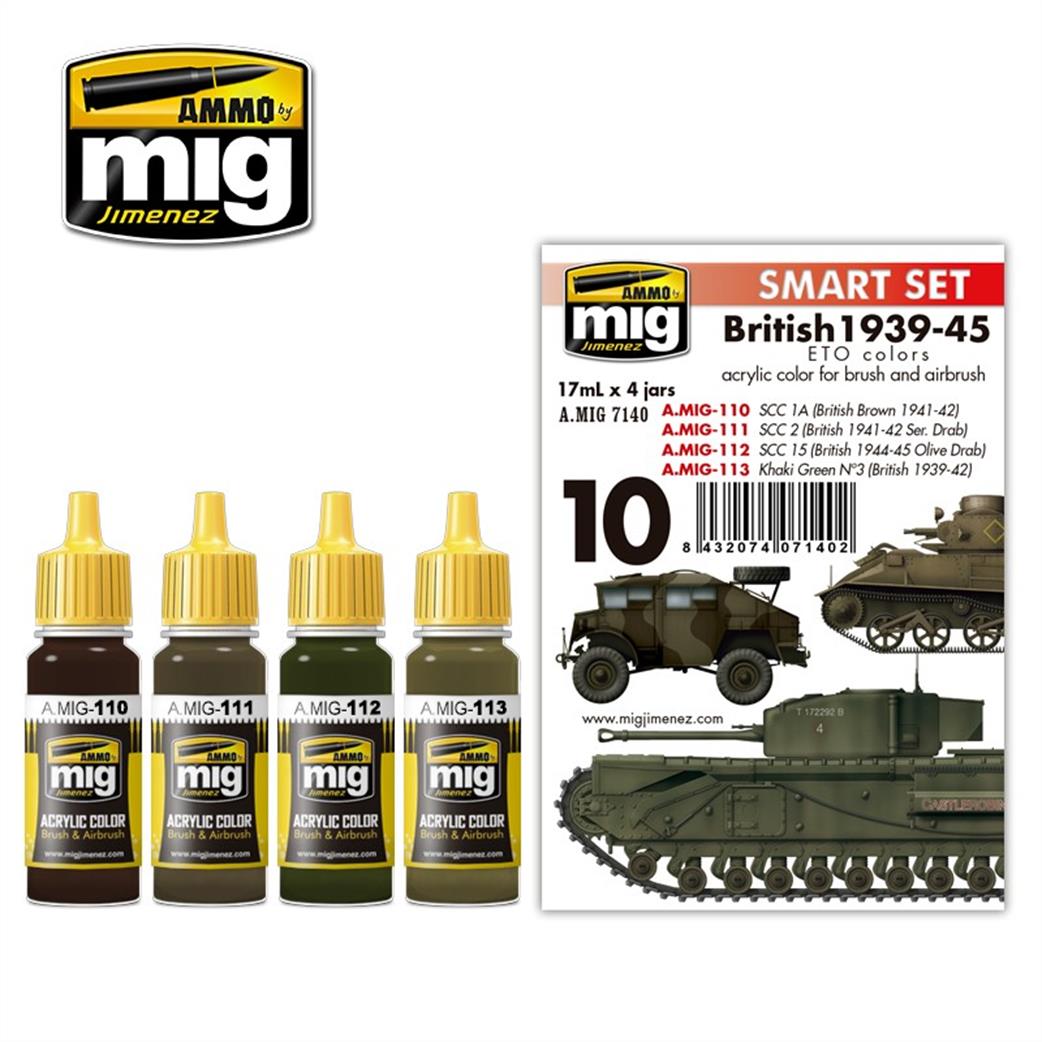 Ammo of Mig Jimenez  A.MIG-7140 British Smart Set 1939-1945 ETO 4 Colour Set