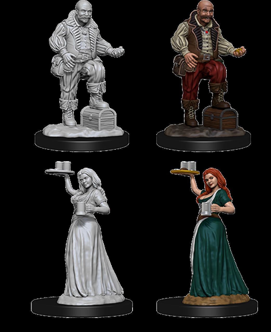 Wizkids  72584 Merchant & Serving Girl Pathfinder Deep Cuts Unpainted Miniatures