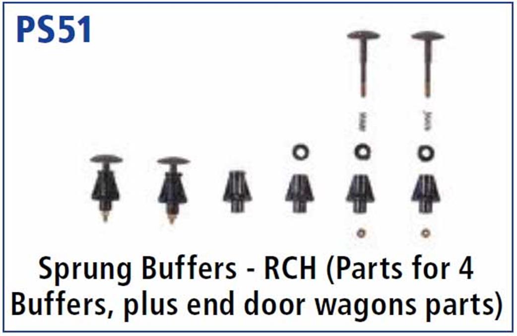 Parkside Kits O Gauge PS51 RCH Buffers Sprung Set of 4