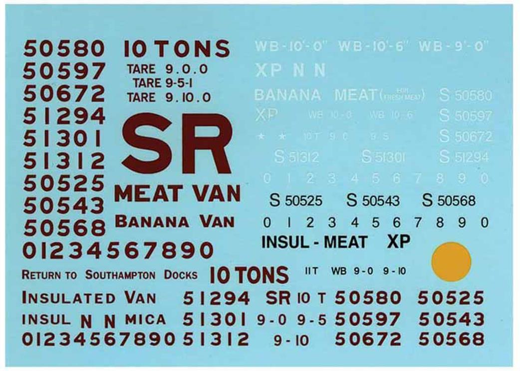 Parkside Kits O Gauge PS79 SR Banana & Meat Van Transfer Sheet SR/BR