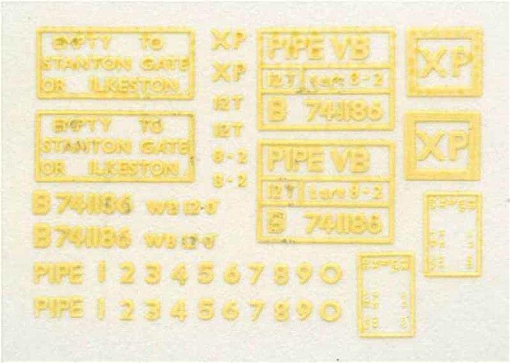 Parkside Kits O Gauge PS67 BR Pipe Wagon Lettering Transfers