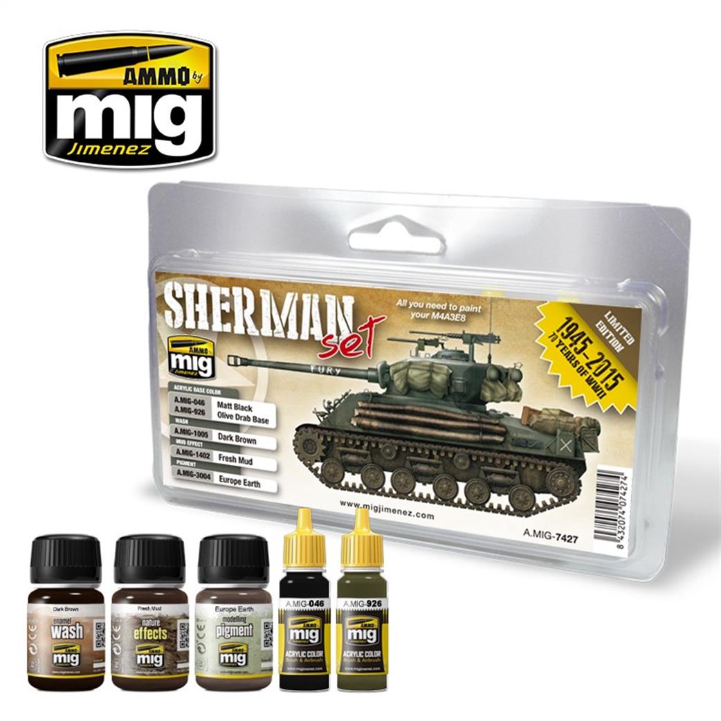 Ammo of Mig Jimenez  A.MIG-7427 Sherman Fury Set MA3EB Weathering Set