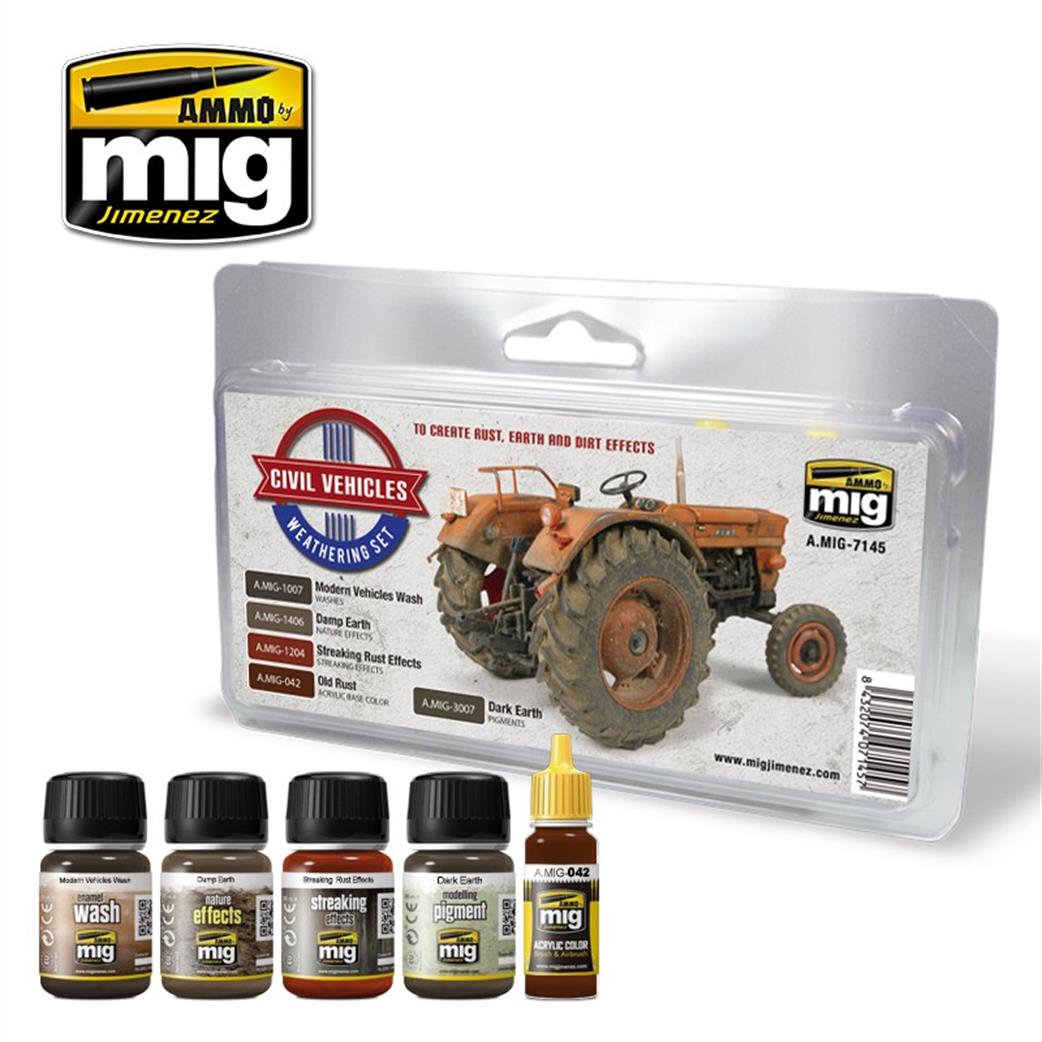 Ammo of Mig Jimenez  A.MIG-7145 Civil Vehicles Weathering Set