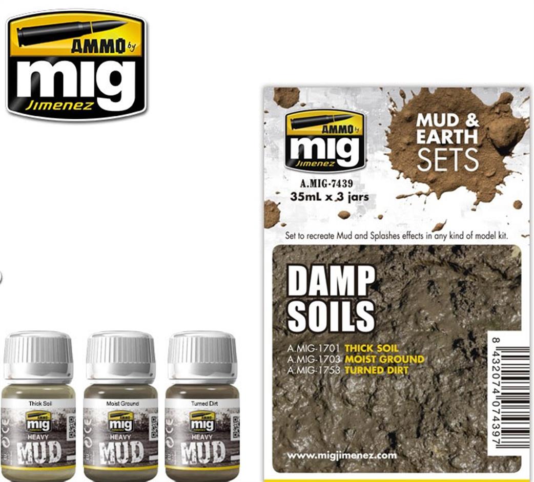 Ammo of Mig Jimenez  A.MIG-7439 Damp Soils Weathering Set