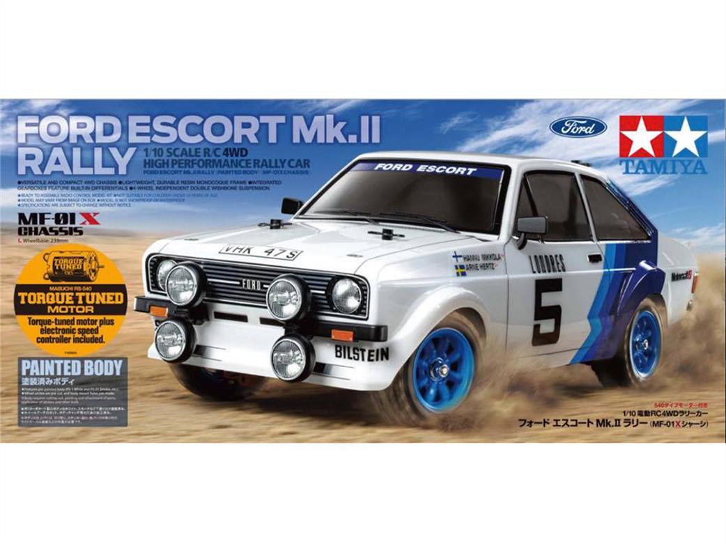 Tamiya 1/10 58687 Ford Escort MKII RC Car Kit with Painted Body MF-01X