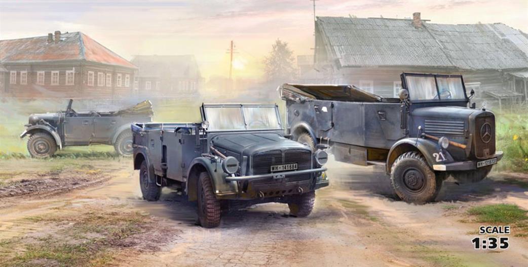 ICM 1/35th DS3503 Wehrmacht Off-Road Cars, Kfz.1, Horch 108 Typ 40, L1500A (Set of 3)