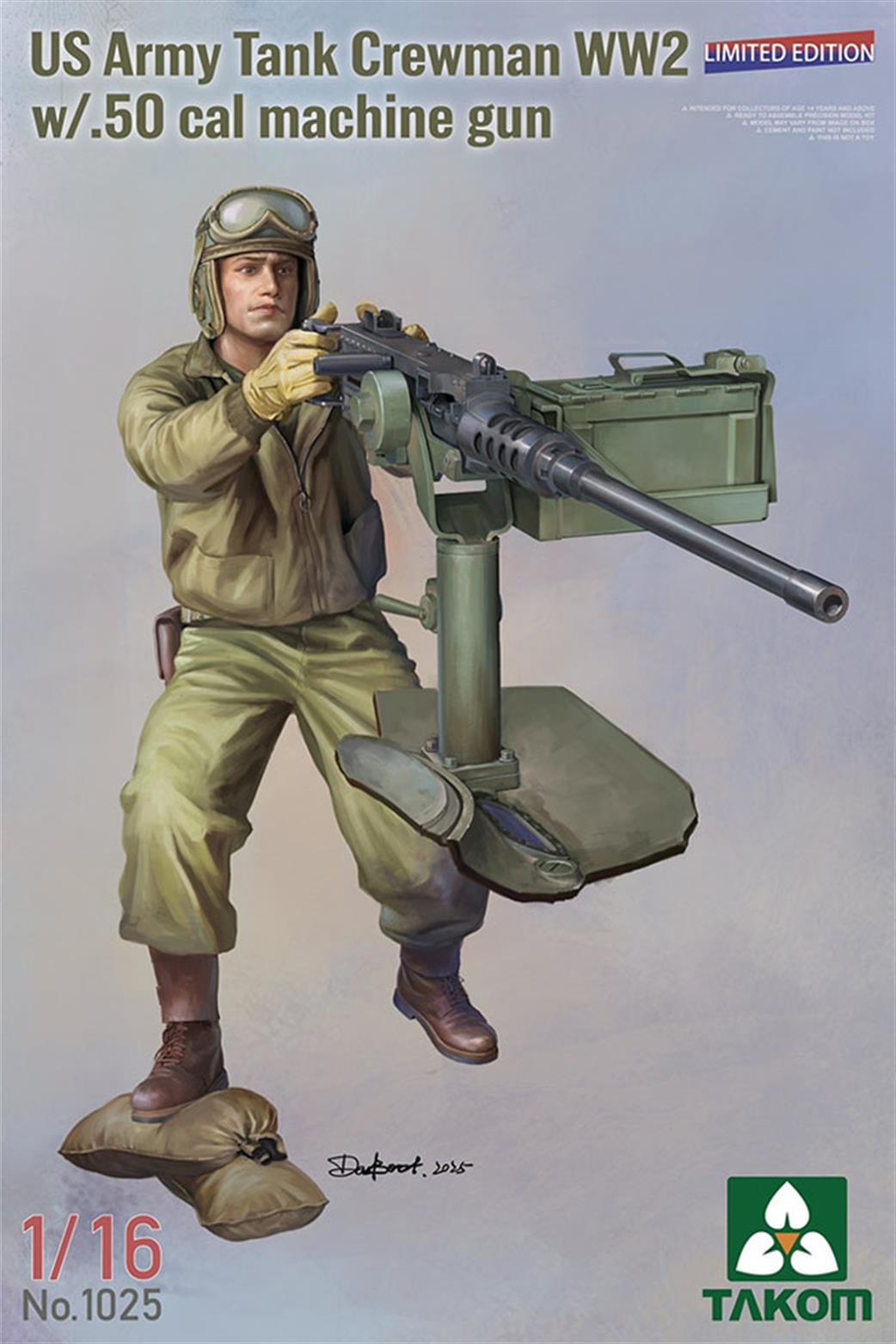 Takom 1/16 1025 US Army Tank Crew Man with .50cal machine Gun Figure Set