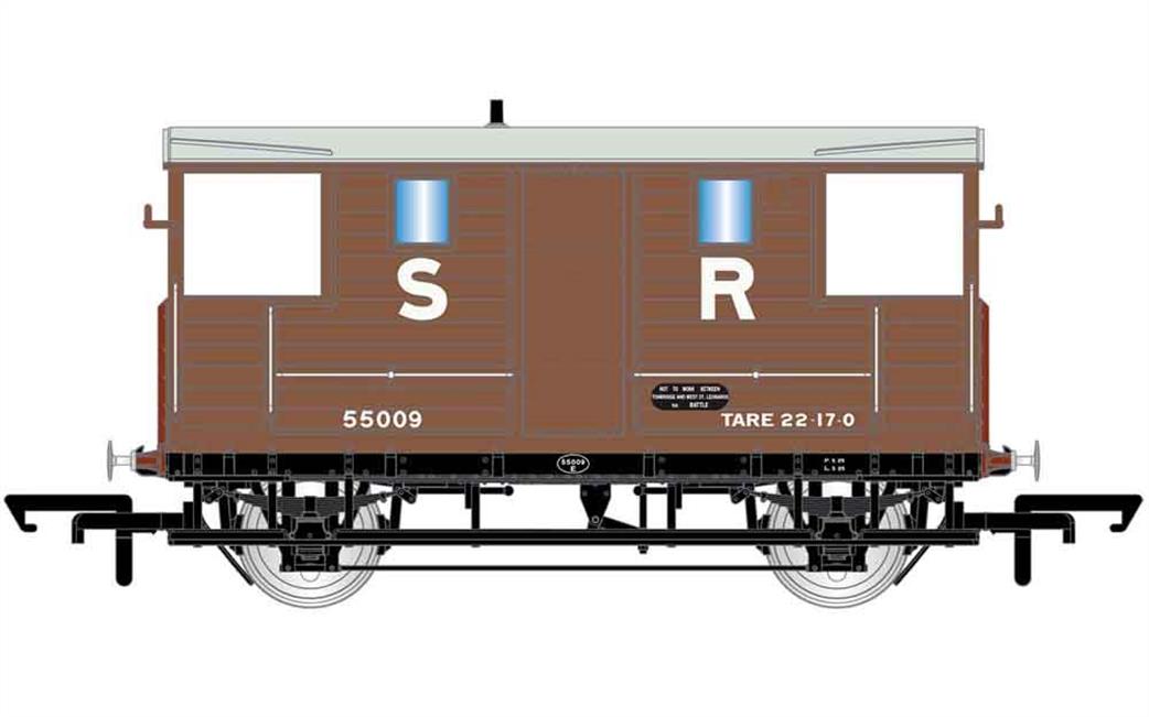 Hornby OO R6913A SR 20ton Goods Train Brake Van 55009 Brown