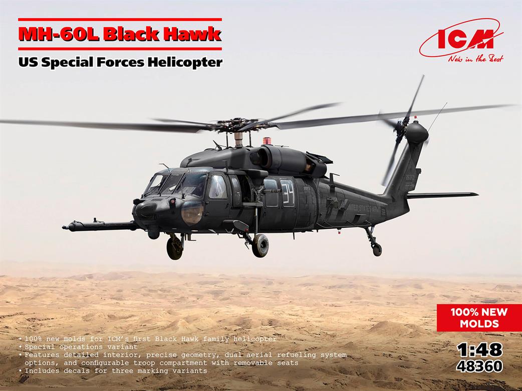 ICM 1/35 48360 MH060L Black Hawk US Special Forces Helicopter Kit