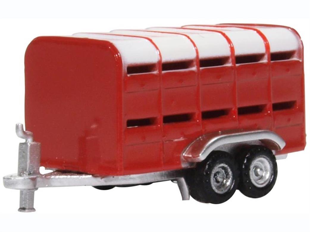 Oxford Diecast 1/148 NFARM004 Livestock Trailer Red