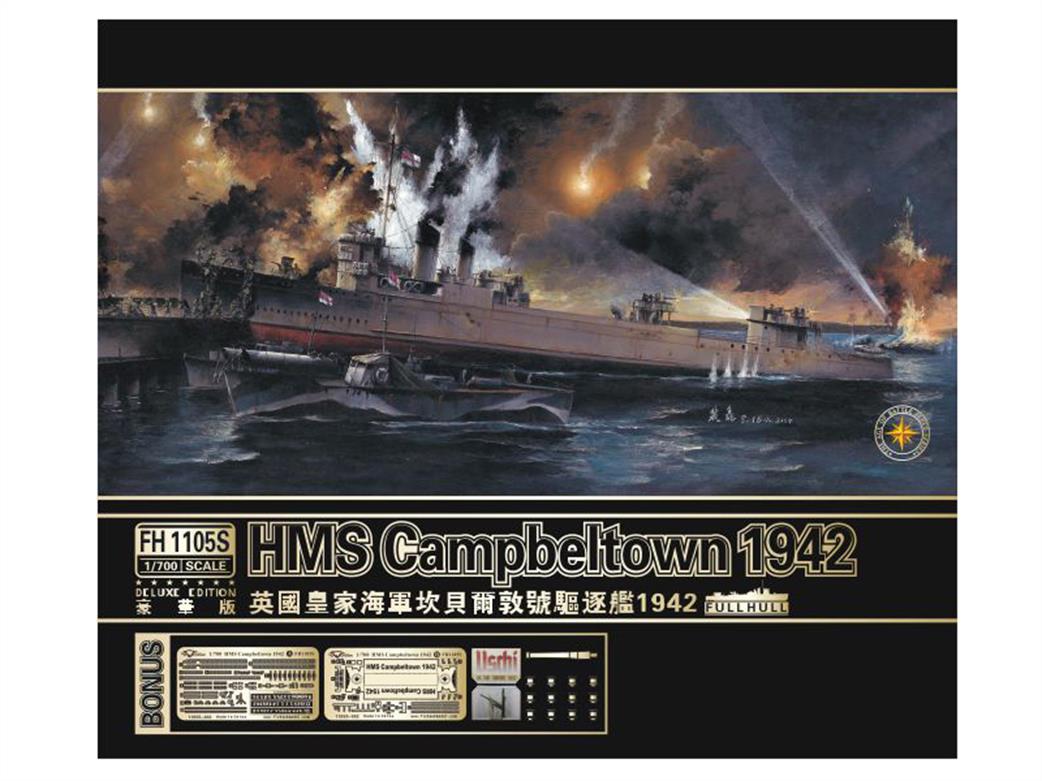 Flyhawk 1/700 FH1105S HMS Campbeltown 1942 Town Class Destroyer Deluxe Edition Plastic Kit