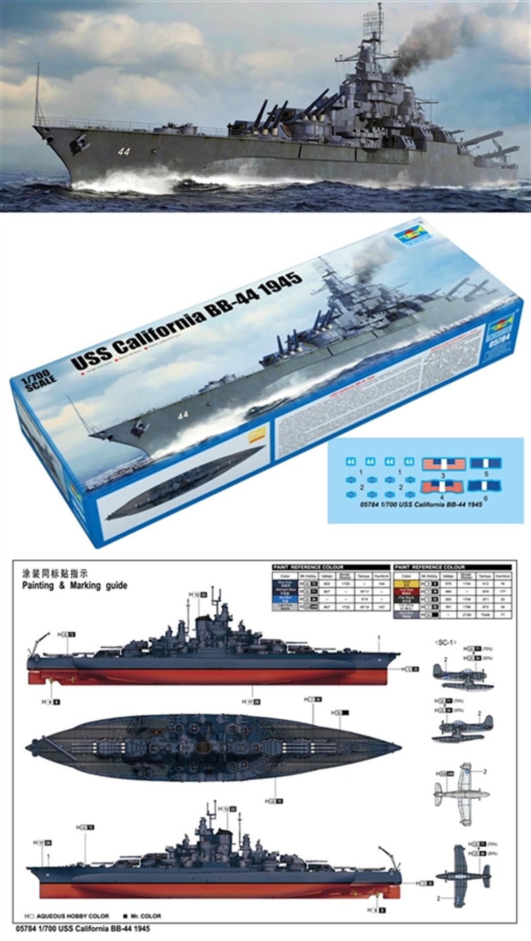 Trumpeter 1/700 05784 USS California BB-44 1945 Battleship Kit